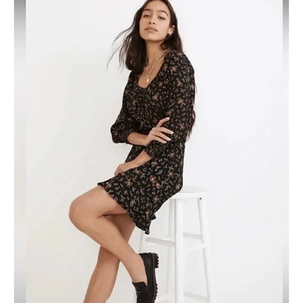 Madewell Flounce-Hem Mini Slip Skirt in Fresh Sprigs Size 8